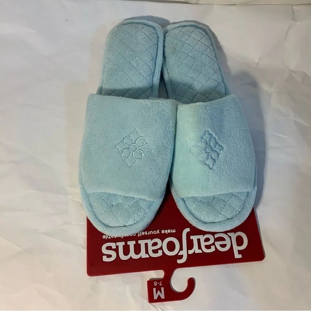Dearfoams Womens Home Slippers Blue Size Medium (7-8) - NWT